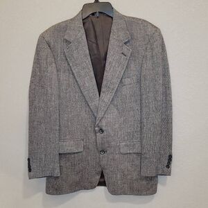 Christian Brooks Men's Silk Gray Herringbone Blazer 39R
